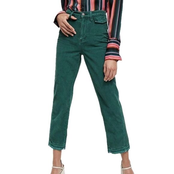 Free People Straight Leg Green Corduroy Pants 32 - Picture 2 of 14
